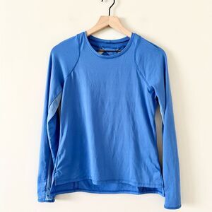 Lucky in Love Tennis Wear Long Sleeve Top with Criss Cross Back in Periwinkle S